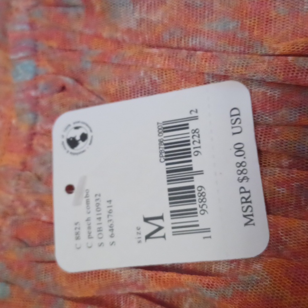 NWT Free People Penelope Peach Blouse Puff sleeve sz M - Picture 7 of 8